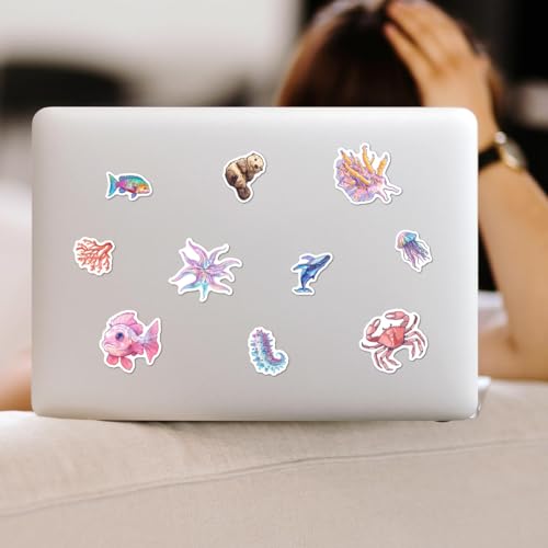 50 Pcs Cute Ocean Animal Stickers - Waterproof Vinyl Decals
