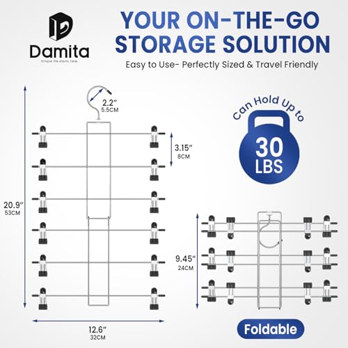 Damita 6-Tier Skirt & Pants Hanger with Finger-Safe Clips - Space Saving