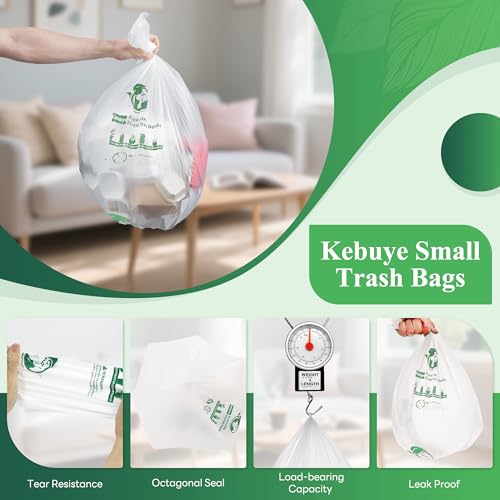 Kebuye 1.2 Gallon Biodegradable Small Trash Bags - 120 Count Pack