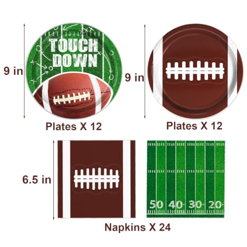 48-Piece Football Party Plates and Napkins Set for Game Day Birthday