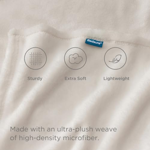 Bedsure GentleSoft Fleece Throw Blanket - Linen Beige, 50x60 inches