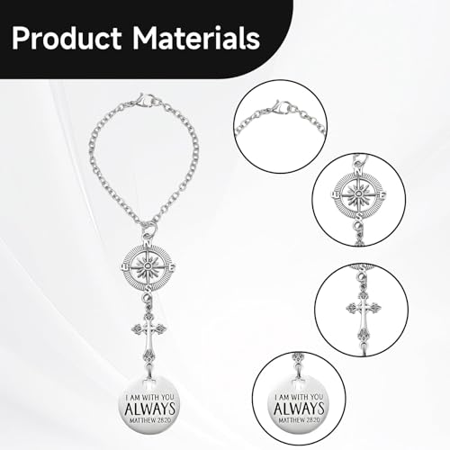 Christian Cross & Compass Car Hanging Ornament with Psalm 91:11