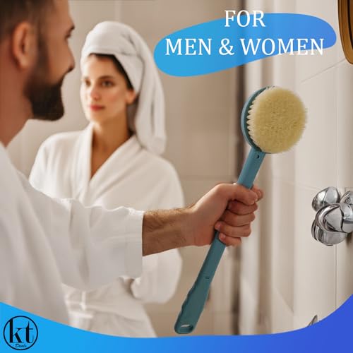 Long Handle Bath Body Brush and Exfoliating Shower Scrubber in Blue