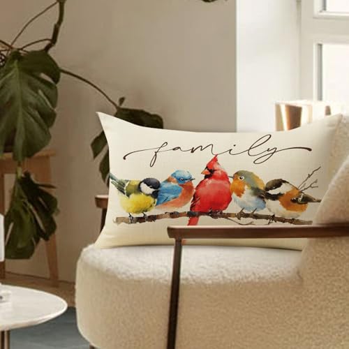 Cardinal Decorative Throw Pillow Cover 12x20 - Cotton Linen