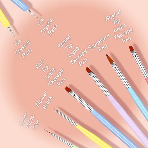 Kootinn 6-Piece Nail Art Brush Set and Gel Design Pen Tool Kit