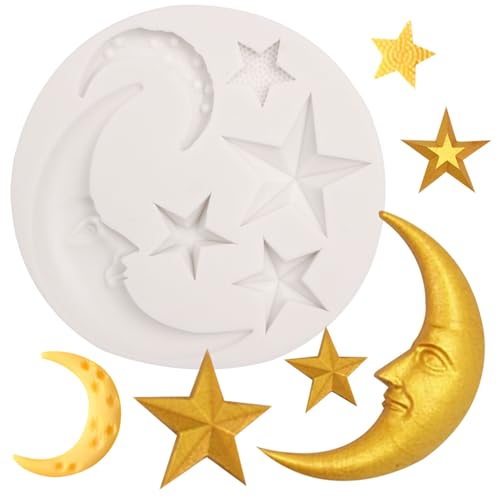 Moon and Stars Silicone Fondant Molds for Cake Decorating Chocolate Candy Gumpaste
