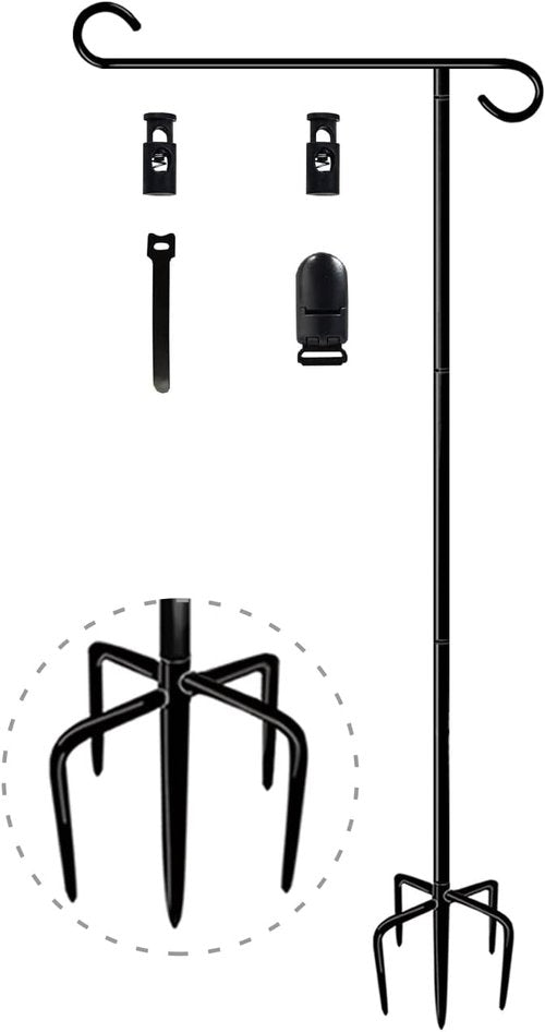 Garden Flag Stand Holder by [Brand Name] - 49 Inch Durable Design with 5 Forked Base for 12 x 18 Flags