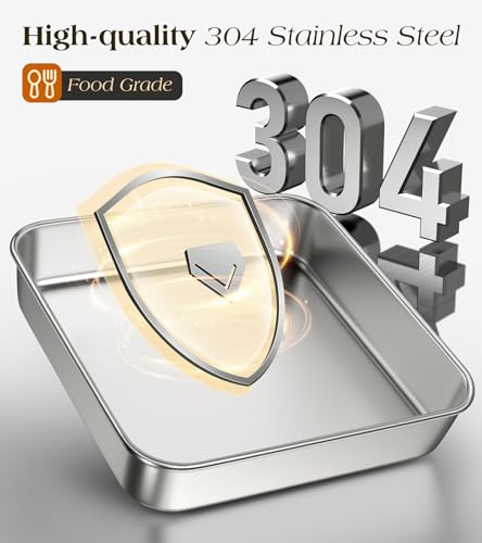 Yuiicaov 8x8-Inch Stainless Steel Square Baking Pan - Heavy Duty Cake Pan