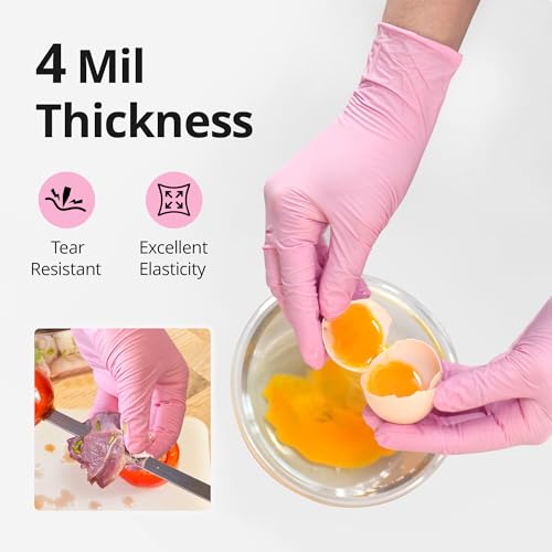SwiftGrip Nitrile Exam Gloves, 4 Mil, Cherry Blossom, Medium (100 Count)