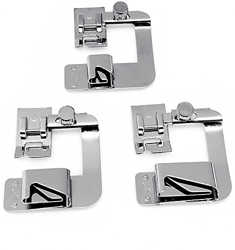 3-Piece Adjustable Rolled Hem Foot Set for Sewing Machines