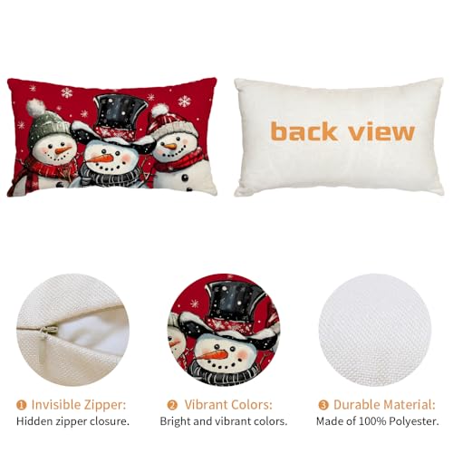 AACORS Christmas Pillow Cover 12x20 Inch - Snowmen & Snowflakes Decor