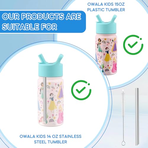 YINORD 4-Pack Stainless Steel Straws for Simple Modern Kids 14oz Water Bottle