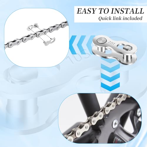 5 Pairs Bicycle Missing Link for 10 Speed Chain, Silver, Reusable Bike Chain Master Link for Road Mountain Racing Cycling