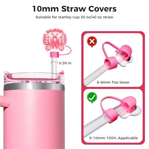 Pink Silicone Straw Covers for Stanley 30oz/40oz Cups - 6PCS