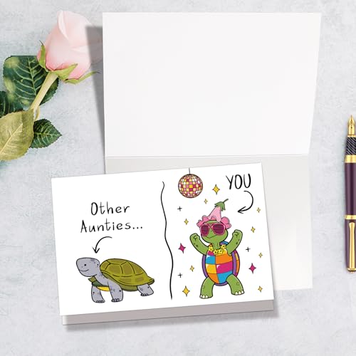 Funny Auntie Birthday Card Gift - Cute Turtle for Auntie from Niece/Nephew