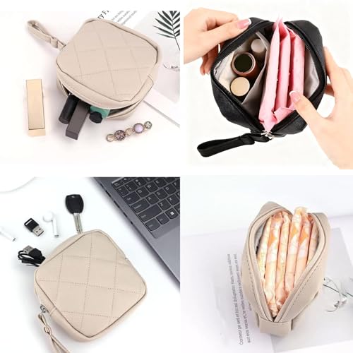 Small PU Leather Makeup Bag with Handle - Portable Mini Cosmetic Pouch