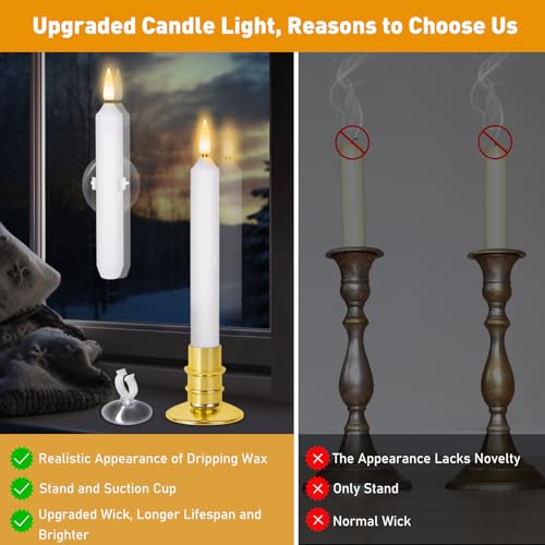 12 Pack Battery Operated Window Candles with Timer & Remote Control