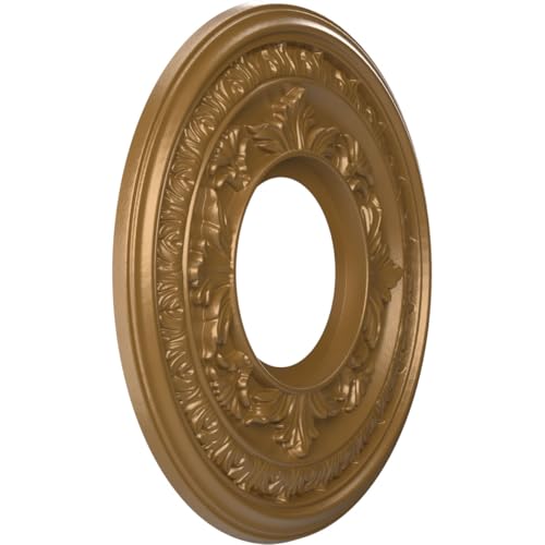 Ekena Millwork Baltimore 10-inch Ceiling Medallion, Metallic Gold Rush PVC