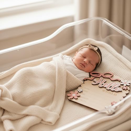 Hello World Baby Announcement Sign - Double-Sided HW3 for Newborn Photos