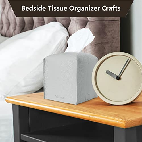 Pastel Grey Tissue Box Cover Set of 2 - PU Leather Cube Holder