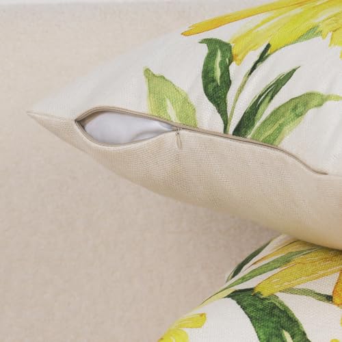 Yellow Sunflower Throw Pillow Covers 18x18 (Set of 4) for Home Decor