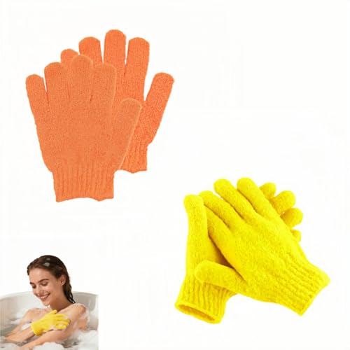 RyanDesign Exfoliating Shower Gloves 2 Pairs, Nylon Bath Scrubbing Mitts