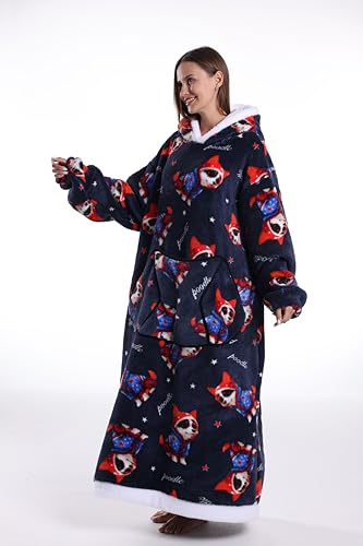 Capecage Long Wearable Blanket Hoodie with Big Pocket - Corgi2 Variation - Gift for Women or Men
