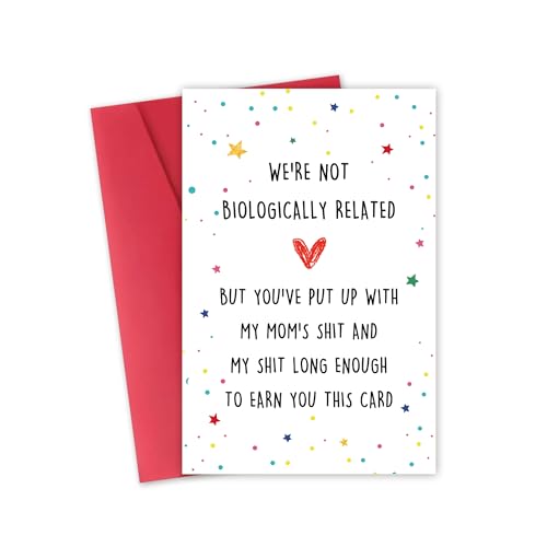 Funny Birthday Card for Step Dad - Recycled Linen Card