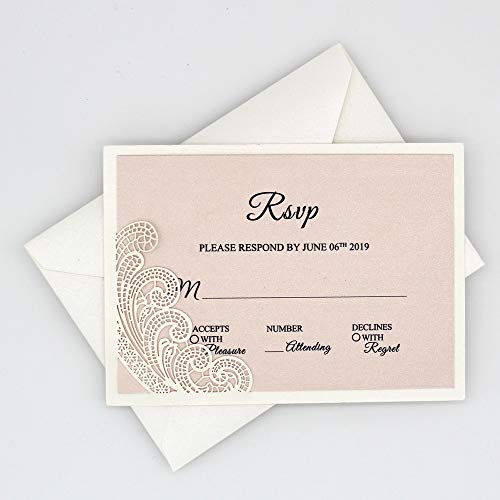 Blush Pink Laser Cut Wedding Invitation Sample - 5x7 Inch