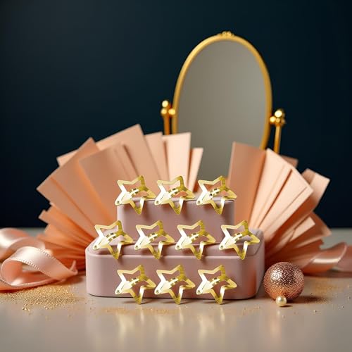 Gold Star Hair Clips Metal Snap Hair Barrettes 10 Pack