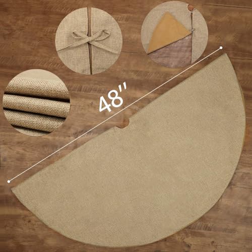 Yuboo 48-Inch Burlap Fall Tree Skirt - Rustic Farmhouse Christmas Decor, Large