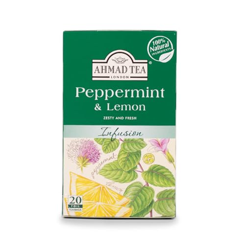 Ahmad Tea Peppermint & Lemon Herbal Tea - 20 Bags, Decaffeinated