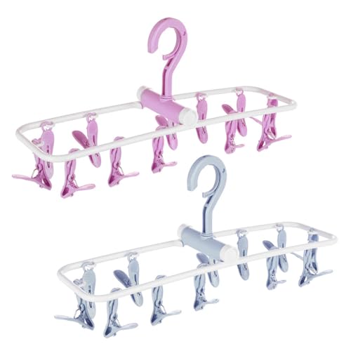 ZACI 2-Pack Folding Clothes Drying Rack with 24 Clips - Indoor & Outdoor Use