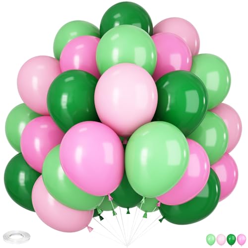 60Pcs Pink and Green Balloons for Jungle Themed Parties