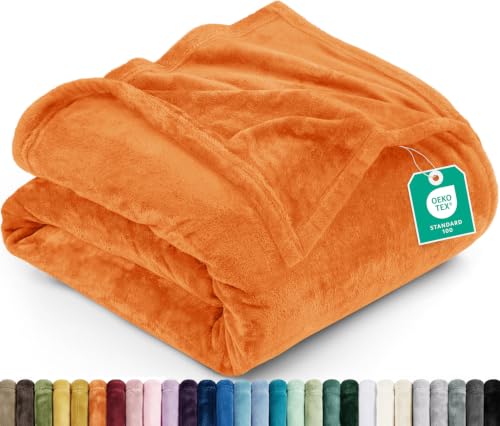Utopia Bedding Throw Blanket 50x60 Inch Fleece Bed Cover Burnt Orange
