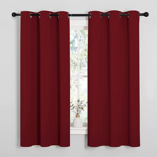 NICETOWN Burgundy Blackout Curtains - 42"W x 48"L, 2-Panel Set