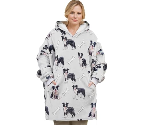 Border Collie Dog Blanket Hoodie - Cozy Gift for Dog Lovers, Christmas & Birthday