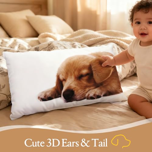 LUISOF Dog Lumbar Throw Pillows 12x20 - Set of 2 Cute Plush Decorative Cushions