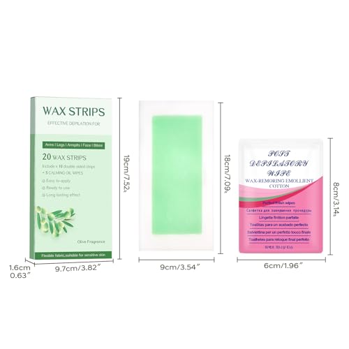 KAGZWXX Body Wax Strips for Hair Removal - 20 Count At-Home Waxing Kit