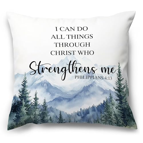 18x18 Christian Quote Decorative Throw Pillow Cover - I Can Do All Things