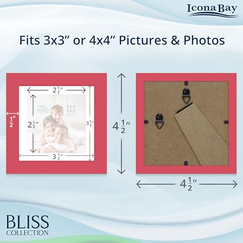Icona Bay 4x4 Red Picture Frame with 3x3 Mat - Modern Design