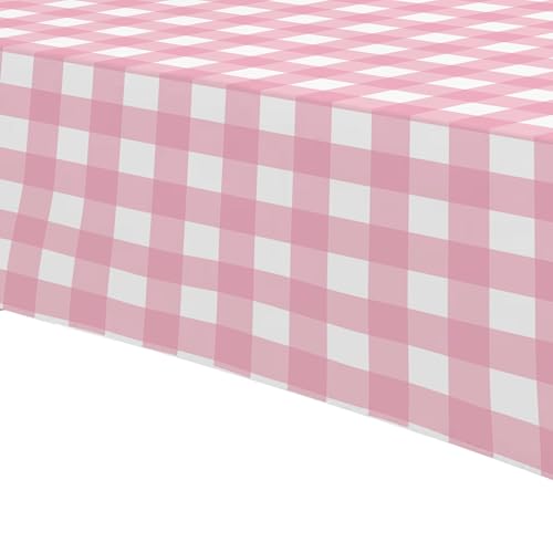 Pink Gingham Disposable Tablecloth - 55x86in, 3 Pcs Party Decor