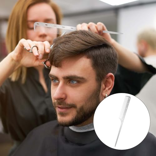 Mozeat Lens Stainless Steel Metal Rat Tail Comb for Hair Styling and Parting