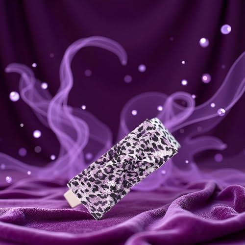SelHeng Leopard Print Cross Elastic Headbands 2Pcs Gray Gym Hairband