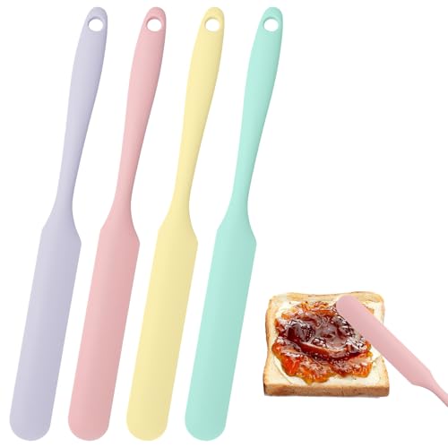 4-Pack Color-Coded Long Handle Jar Spatulas Set
