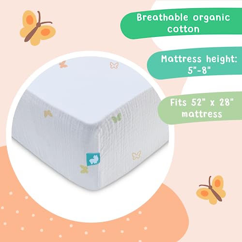Hugs & Llamas Organic Cotton Muslin Fitted Crib Sheet - Breathable & Soft