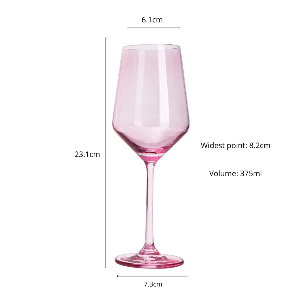 Pink Wine Glasses Stemware Collection, 6-Pack, 14oz, Blush Hue, Elegant Tall Stems, Distinctive Gift, Vibrant Glass Set, Chic Tableware, Rosy Tint, Celebration Ready, Stylish Drinkware, Festive Charm