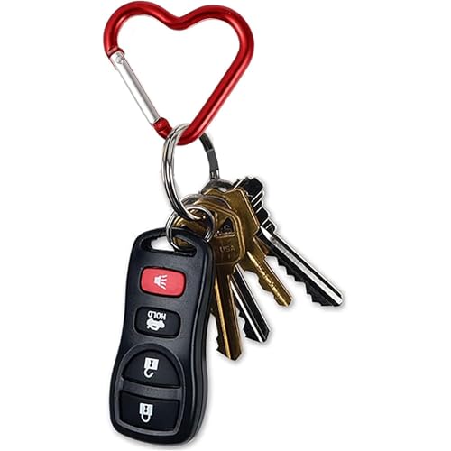 2Pcs Red Heart Shape Carabiners Keychain Clips Snap Hook Key Ring for Camping Backpack Water Bottle, Aluminum Alloy Accessory and Keychain Carabiners Accessories Outdoor Recreation Gift