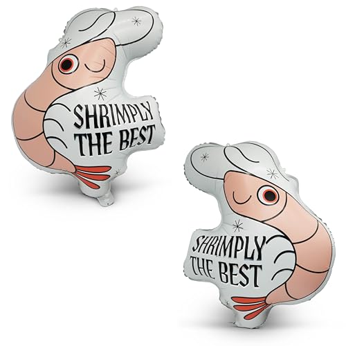 GooFBALLS Shrimply the Best 40-Inch Foil Balloon 2-Pack - Shrimp Party Decor