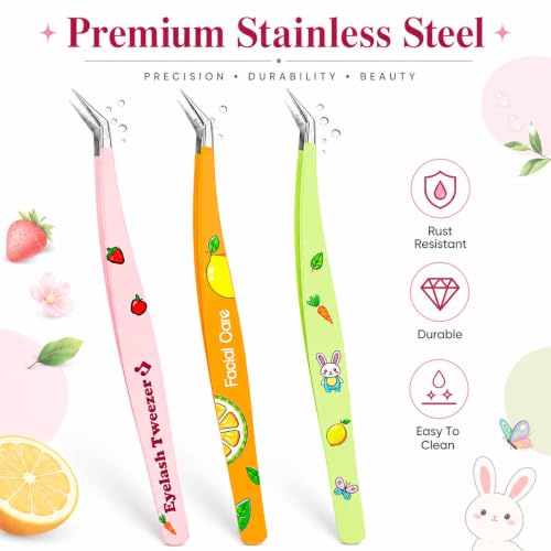 Arvakr Precision Slant Tip Eyelash Tweezers for Extensions and Nail Art